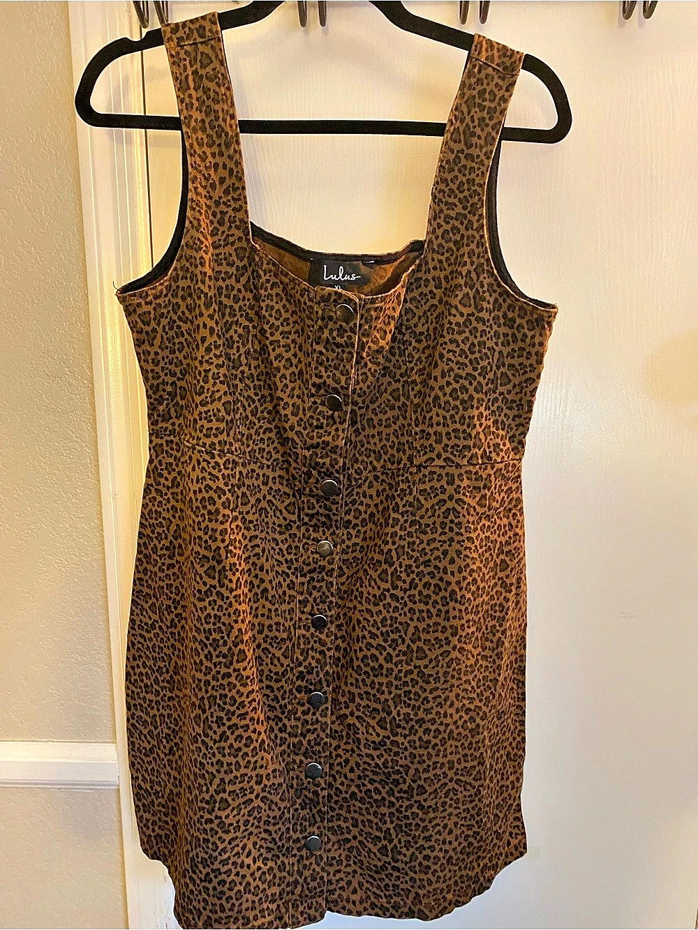 Lulus Wildly Free Leopard Print Button-Front Mini Dress XL